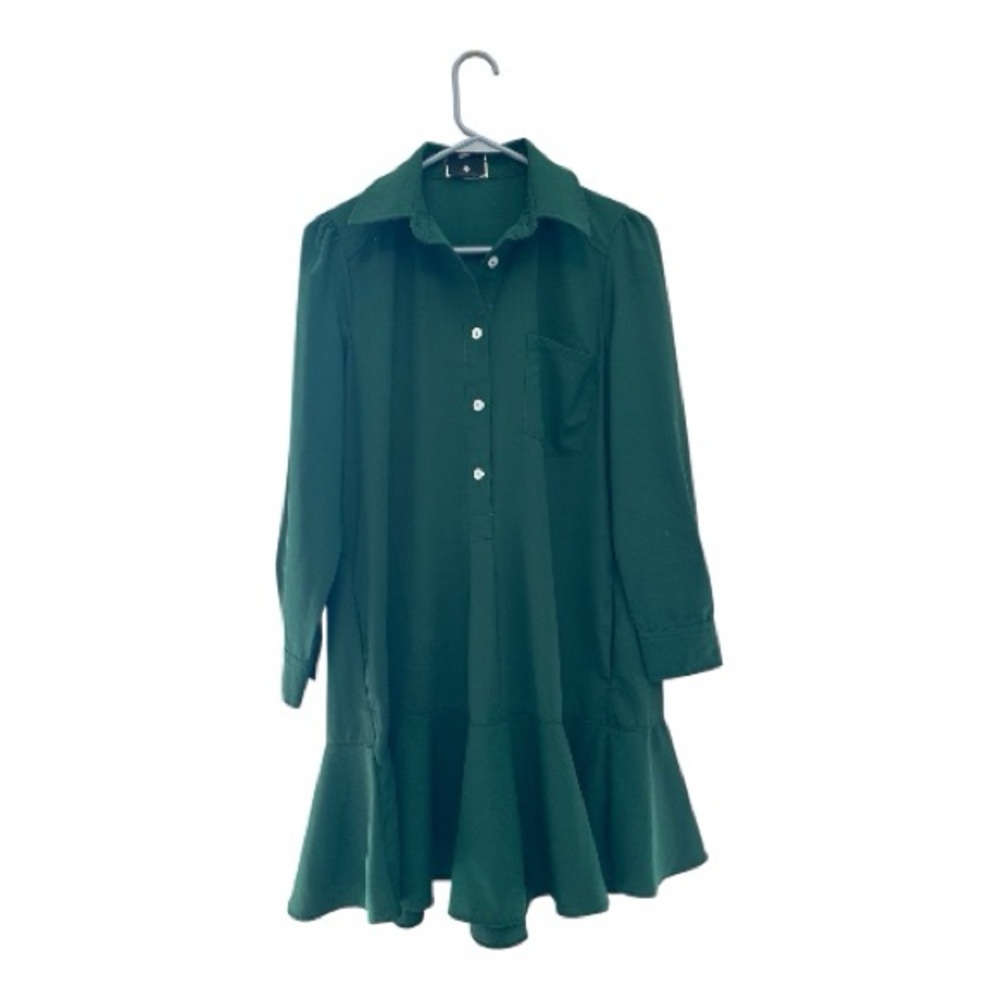 Tuckernuck Button Front Collared Green Mini Dress… - image 1